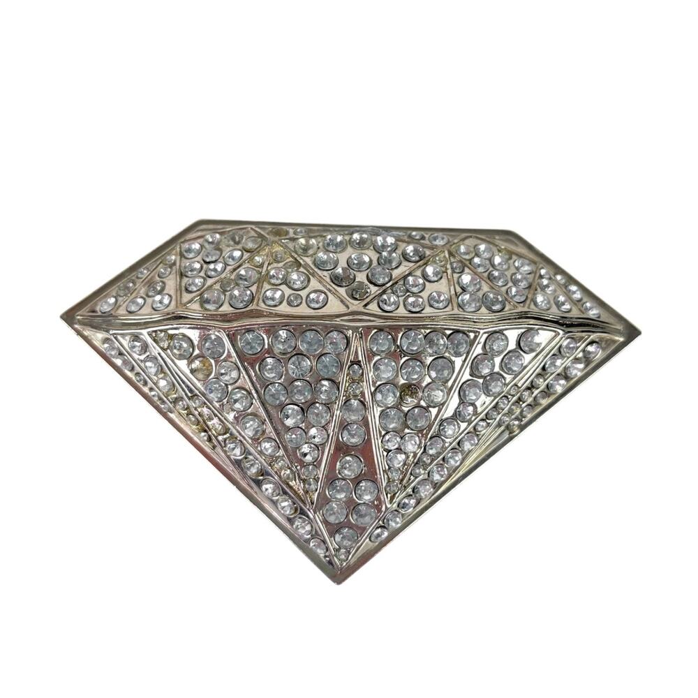 Diamond Shape Statement Belt Buckle Y2K from 2004 3.75" Wide -Missing Rhinestone